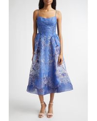 Zimmermann Natura Laser Cut Linen & Silk Halter Dress in Blue | Lyst