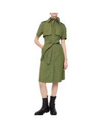 Burberry Silk Trench Dress in Gray | Lyst