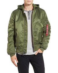 Alpha Industries Synthetic Ma 1 Natus Hooded Bomber Jacket In Green For Men Lyst