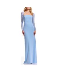 dress the population angelina Dress The Population Angelina Floral Embroidery Long Sleeve Gown In Beige