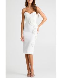 HELSI Florence Floral Appliqu Strapless Midi Dress in Black | Lyst