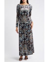 paola glitter long sleeve dress in purple Faux-Wrap Long Sequin Formal Dress with Long Sleeves Lapis Blue / Large