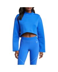 Nike Elastic Drawcord Cropped Mini Swoosh White Sweatshirt Lyst