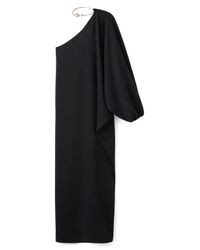 mango one shoulder pleated maxi dress MANGO - Asymmetrical Dress with gathered strap Brown