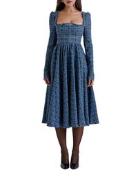 House Of Cb Sophia Long Sleeve Lace Midi Dress in White | Lyst