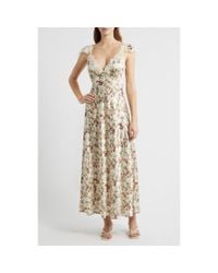 Doen Silk Floral Maxi Dress in Brown | Lyst