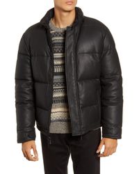 leather puffer jacket mens