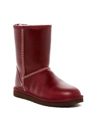 UGG Classic Short Leather Uggpure(tm) Lined Water Resistant Boot in Red -  Lyst