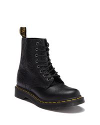 black pascal floral emboss 8 eye boots