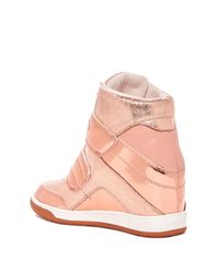 Bebe Rubber Cobble Wedge Sneaker In Rose Gold Pink Lyst