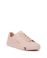 Tommy Hilfiger Leather Luster Sneaker in Light Pink ll (Pink) - Lyst