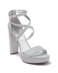 Silver block heels platform Clearance