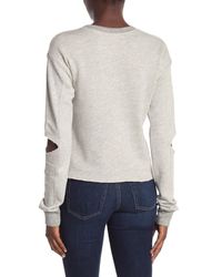 n:PHILANTHROPY Gray Savannah Cutout Elbow Raw Hem Sweatshirt