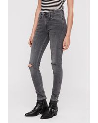 AllSaints Denim Grace Slashed Skinny Jeans in Washed Black (Black) - Lyst