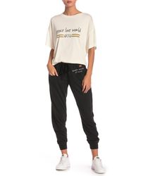 Peace Love World Black "speak Words Of Love" Euro Jogger Pants