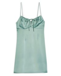 Sage green gathered bust slip dress Clearance