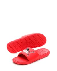 puma red blue flip flops
