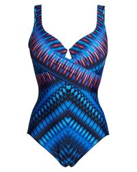 plus size miraclesuit gypsy odyssey printed one-piece swimsuit