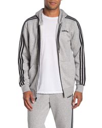 adidas Essentials 3-stripe Zip-up Hoodie in Gray for Men - Lyst