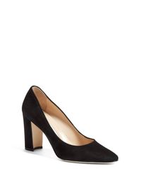 black suede pumps block heel