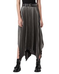 women's pleated high low skirt