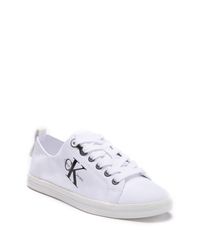 calvin klein zolah white canvas flatform trainers