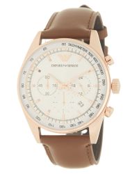 Emporio Armani Men's Chronograph Brown Leather Strap Watch 43mm Ar5995 for men