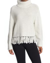 New Balance Cotton Balance Fringe Trim Turtleneck Sweater - Lyst