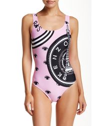KENZO Pink Printed One Piece Swimsuit