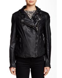 Muubaa Black Monteria Genuine Leather Biker Jacket