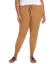 Caslon Brown Caslon Drawstring Linen Joggers