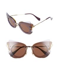 Download Miu Miu 63mm Layered Butterfly Sunglasses In Brown Lyst