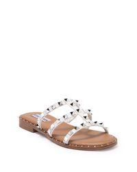 Steve Madden Averill Studded Sandal in White - Lyst
