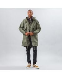 Engineered Garments Blue Highland Parka In Olive Double Cloth for men
