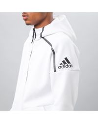 adidas Originals Cotton Z.n.e. Hoodie In White in Black for Men | Lyst