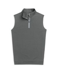 Peter Millar Gray Galway Melange Quater Zip Vest for men