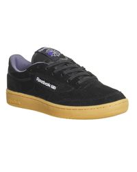 reebok club c 85 indoor trainers in black