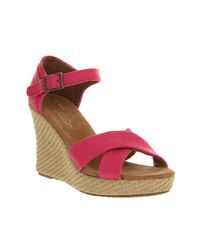 wedge pink strappy toms