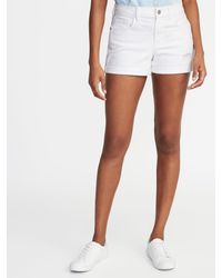 women's white distressed jean shorts