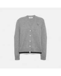 COACH Gray Rexy Patch Cardigan