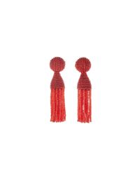 Oscar de la Renta | Red Short Beaded Tassel Earrings | Lyst