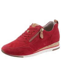 Gabor Sneakers Met Sleehak Met Rits Aan De Buitenkant in het Rood - Lyst