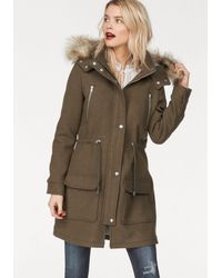 Ltb Green Wollmantel »ODEJE« mit Wollanteil & abnehmbarem Fellimitatbesatz