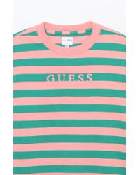 green striped guess shirt
