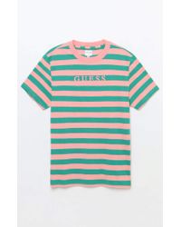 Guess Palm Striped T-shirt in Green/Pink (Green) for Men - Lyst
