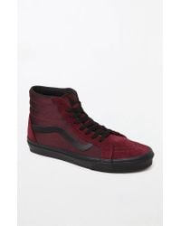 mens burgundy high top vans
