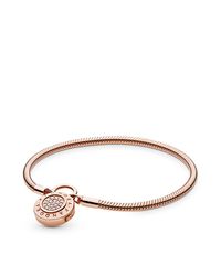 PANDORA Moments Pavé Padlock Clasp Snake Chain Bracelet - Lyst PANDORA Moments Pavé Padlock Clasp Snake Chain Bracelet - Lyst