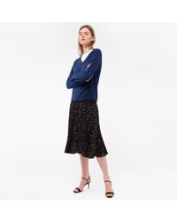 Paul Smith | Blue Women's Navy Cotton V-neck Sweater | Lyst