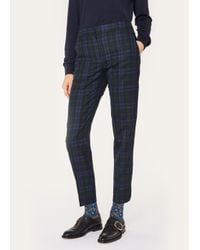 blue green check trousers