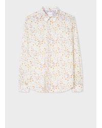 Paul Smith Cotton Slim-fit White 'sunflower Floral' Print Shirt for Men |  Lyst